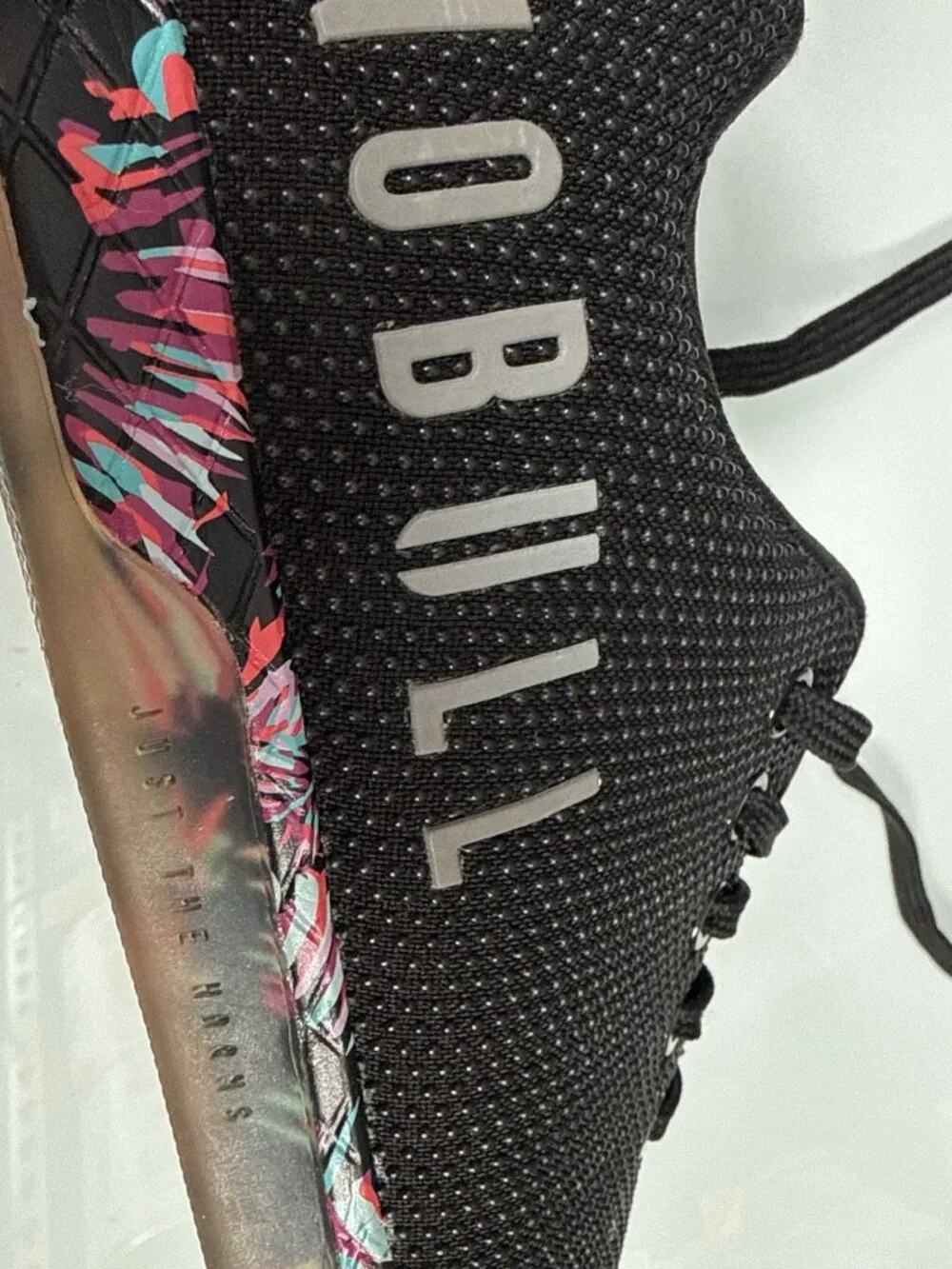 NOBULL Trainer Floral Outsole Sneakers Size M7 W8.5 Black Training Shoes